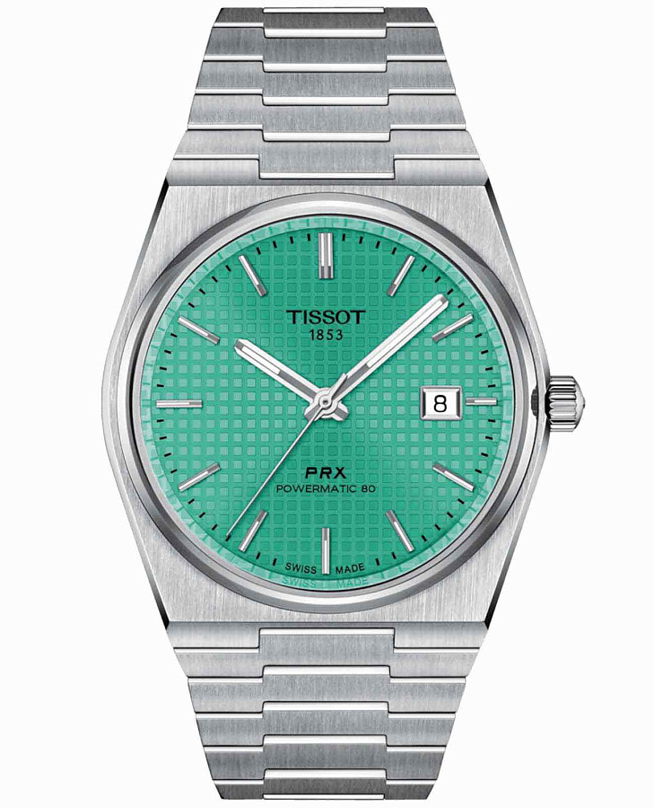 Часы Tissot PRX Powermatic 80 40 mm T137.407.11.091.01 — мужские, бирюзовый