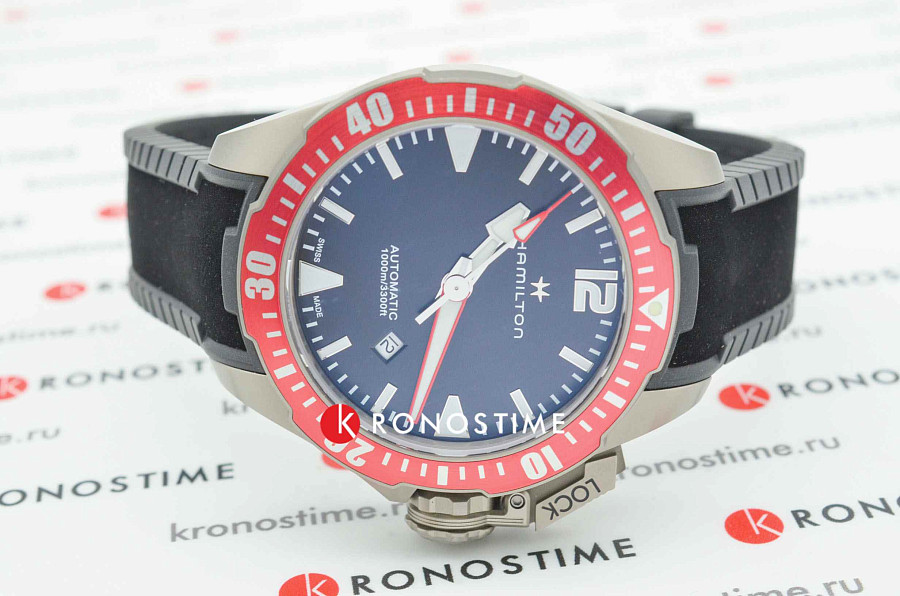 Часы Hamilton Khaki Navy Frogman Titanium Auto H77805335 — мужские, черный