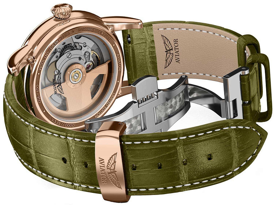 Часы Aviator Douglas Day-Date V.3.35.2.279.4 — зеленый, сталь металл