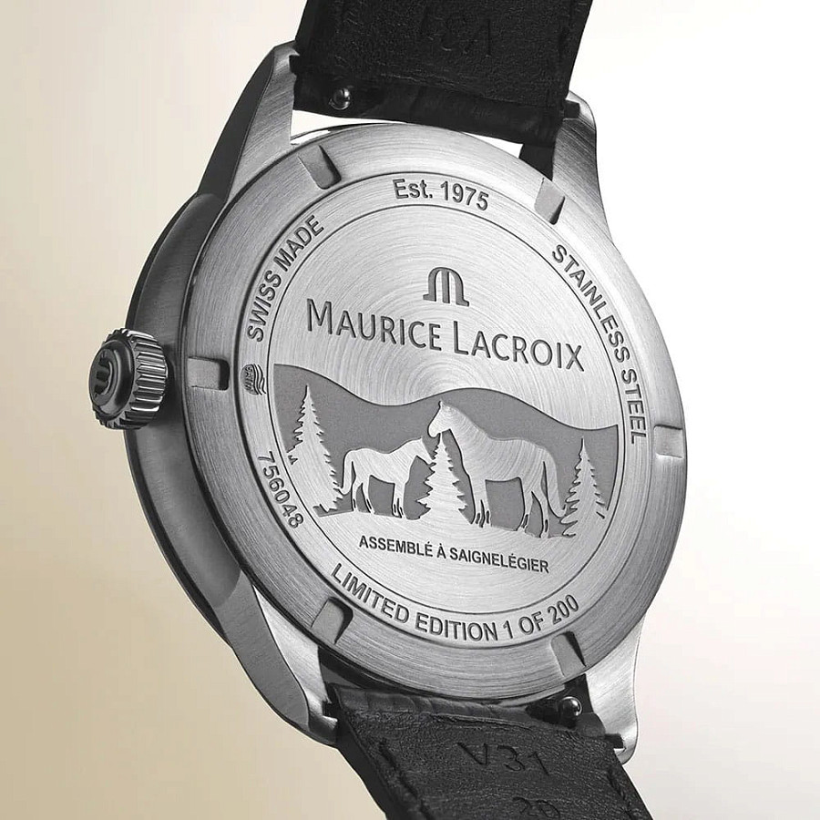 Часы Maurice Lacroix 1975 Automatic Vagues Du Jura GMT 756048-SS001-130-2 — кожаный, мужские
