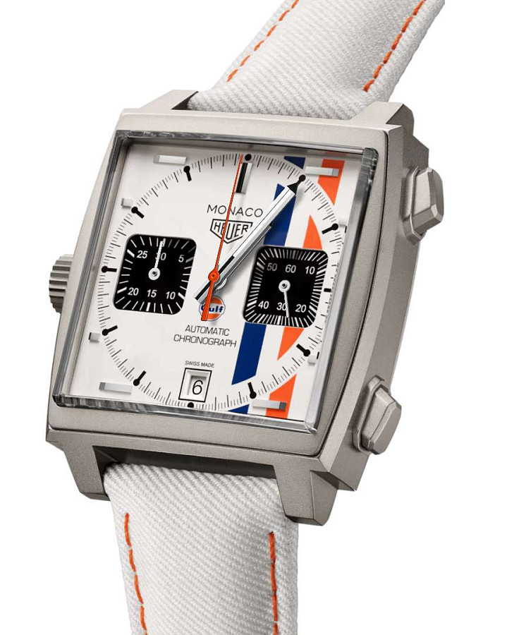 Часы TAG Heuer Monaco Chronograph x Gulf CAW218G.EB0393 — тканевый, мужские