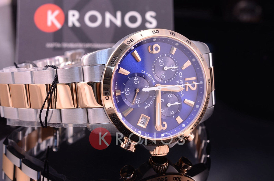 Часы Certina DS Podium Chronograph 1/10 sec C034.417.22.047.00 — сталь c pvd покрытием, мужские