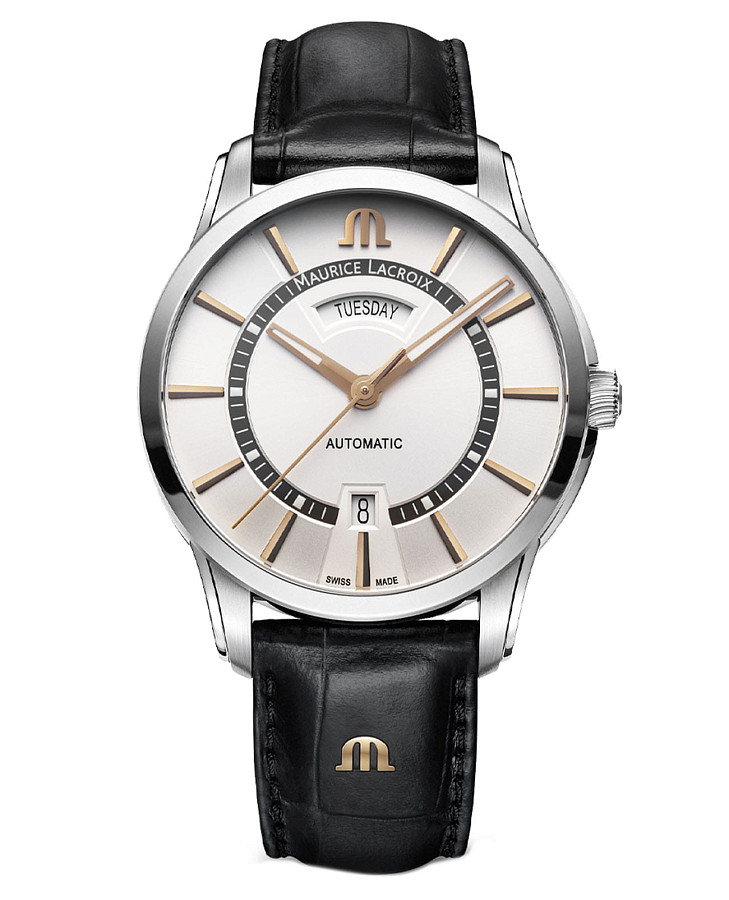 Часы Maurice Lacroix Pontos Day Date PT6358-SS001-230-2 — мужские, белый