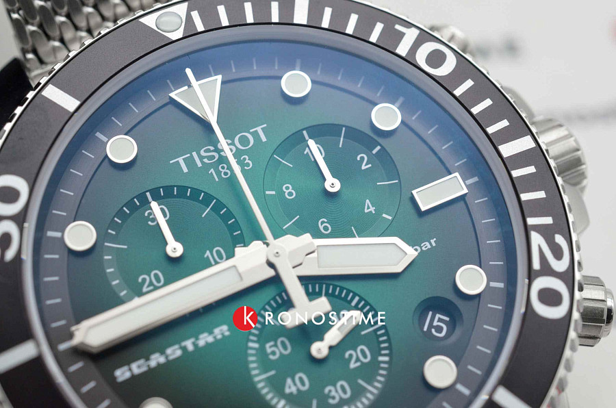 Часы Tissot Seastar 1000 Chronograph T120.417.11.091.00 — зеленый, сталь металл