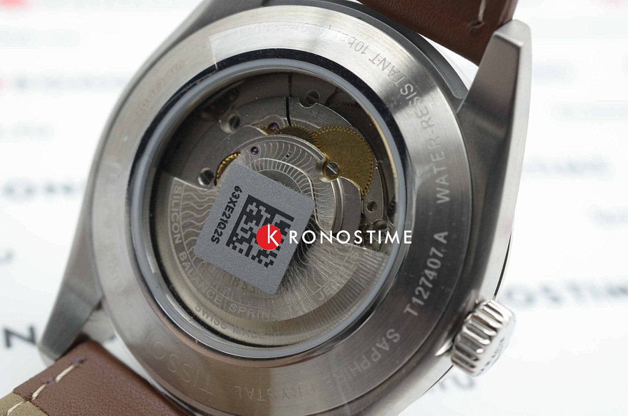 Часы Tissot Gentleman Powermatic 80 Silicium T127.407.16.031.00 — мужские, коричневый