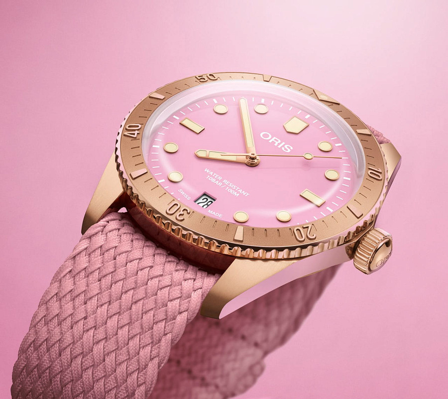 Часы Oris Divers Sixty‑Five 'Cotton Candy' 01 733 7771 3158-07 3 19 04BRS — бронза, Швейцария