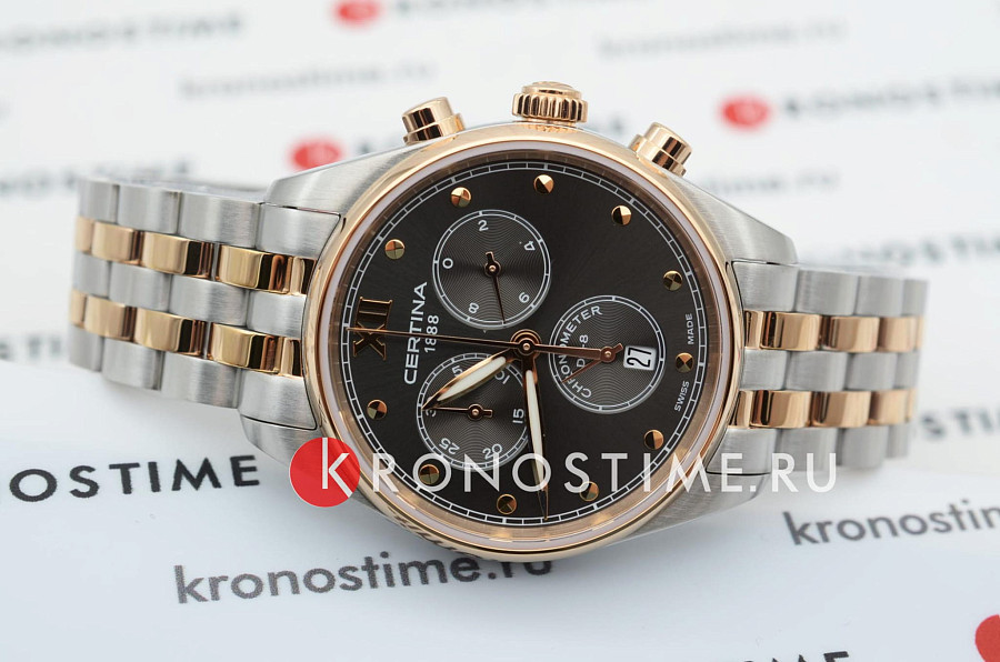 Часы Certina DS-8 Lady Chronograph C033.234.22.088.00 — сталь c pvd покрытием, женские