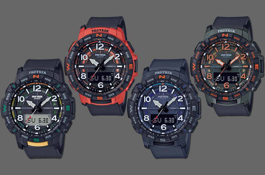 Часы Casio Pro Trek PRT-B50FE-3 — мужские, пластик