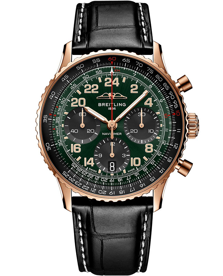 Часы Breitling Navitimer B12 Chronograph 41 Cosmonaute RB12302A1L1P1 — мужские, зеленый