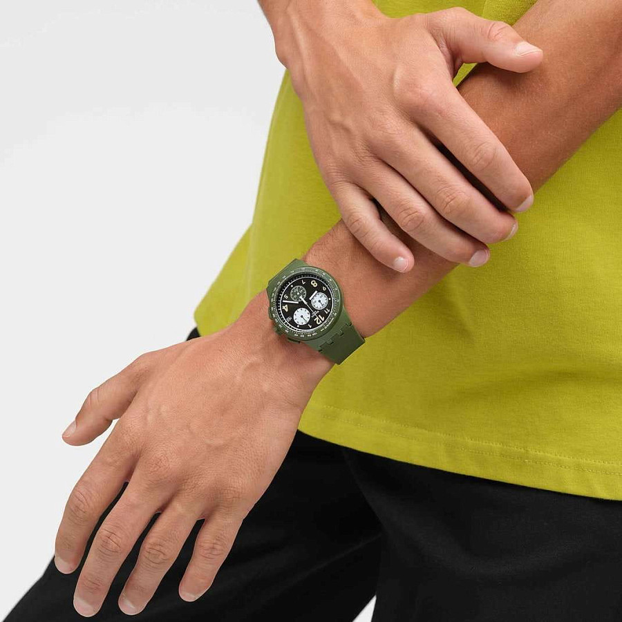 Часы Swatch Chrono 42 Standard SUSG406 — зеленый, пластик