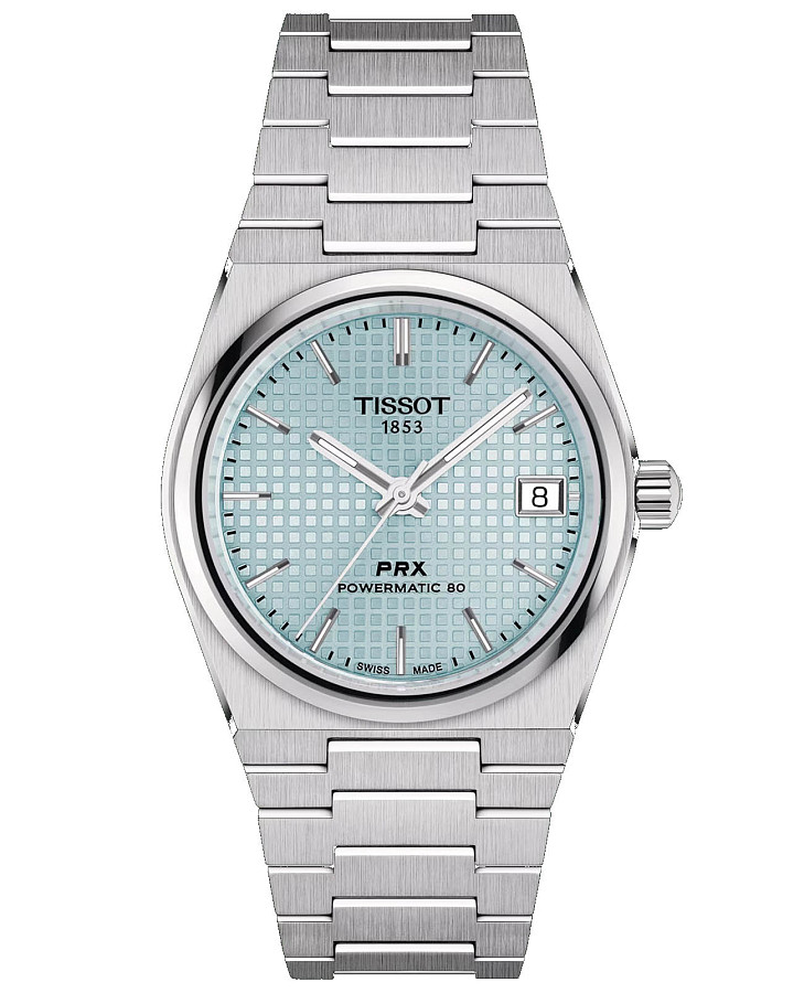 Часы Tissot PRX Powermatic 80 35 mm T137.207.11.351.00 — женские, бирюзовый