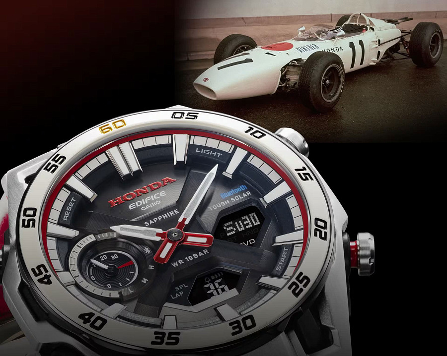 Часы Casio Edifice Honda Racing ECB-2300HR-1A — мужские, кожаный