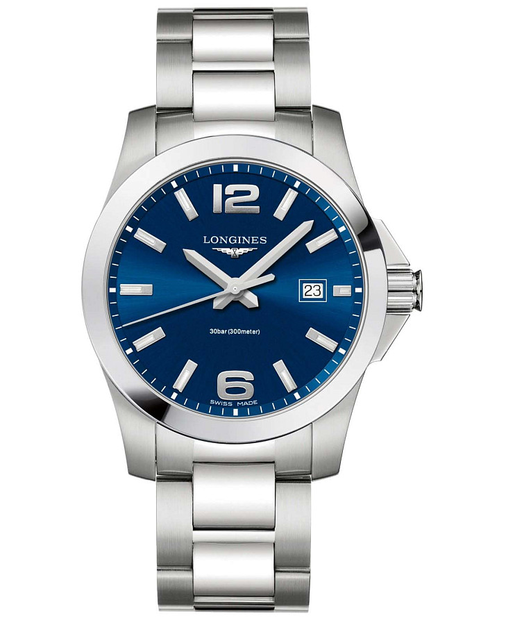 Часы Longines Conquest L3.759.4.96.6 — мужские, синий