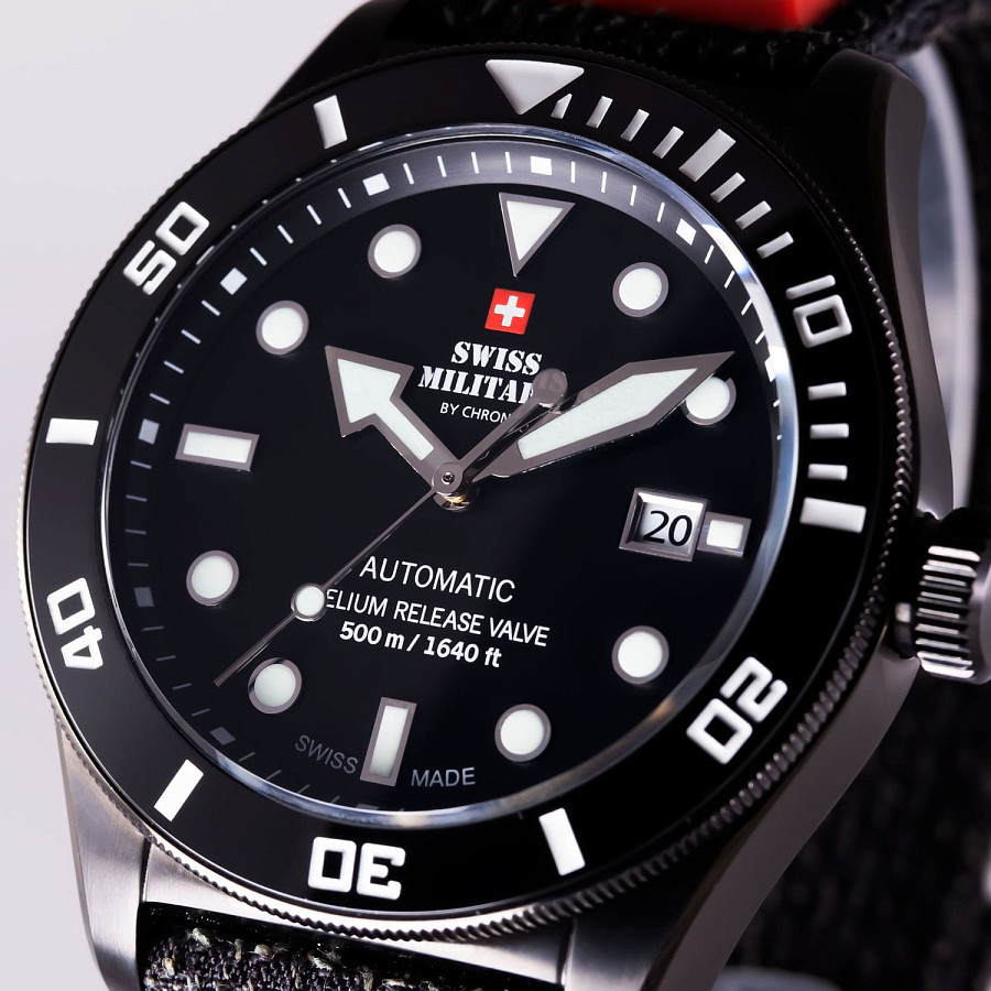 Часы Swiss Military by Chrono Diver SMA34075.05.R — металл сталь, Швейцария