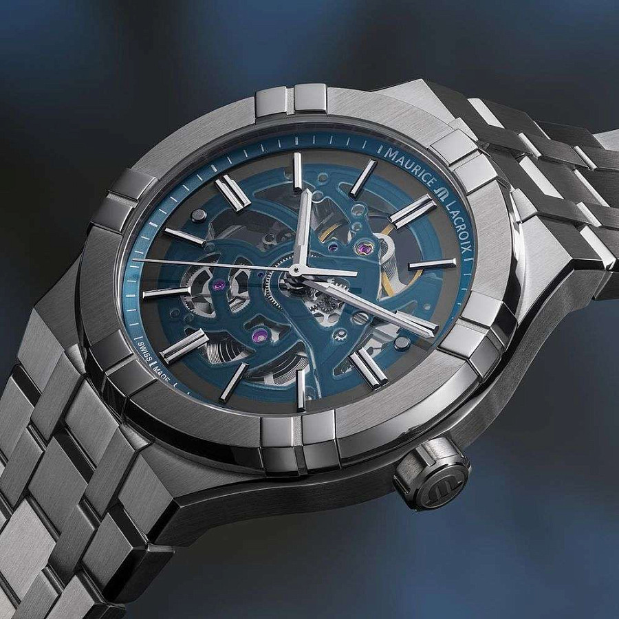 Часы Maurice Lacroix Aikon Automatic Skeleton AI6008-SS002-031-1 — нержавеющая сталь, мужские