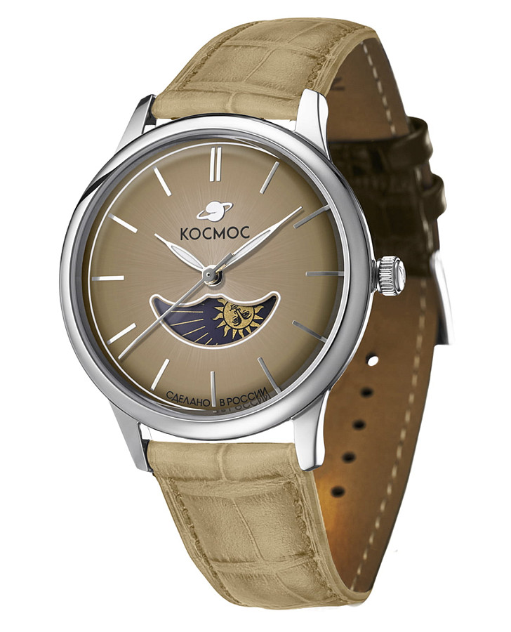 Часы Космос Солнце и Луна K 617.12.32 — кварцевые, сталь металл