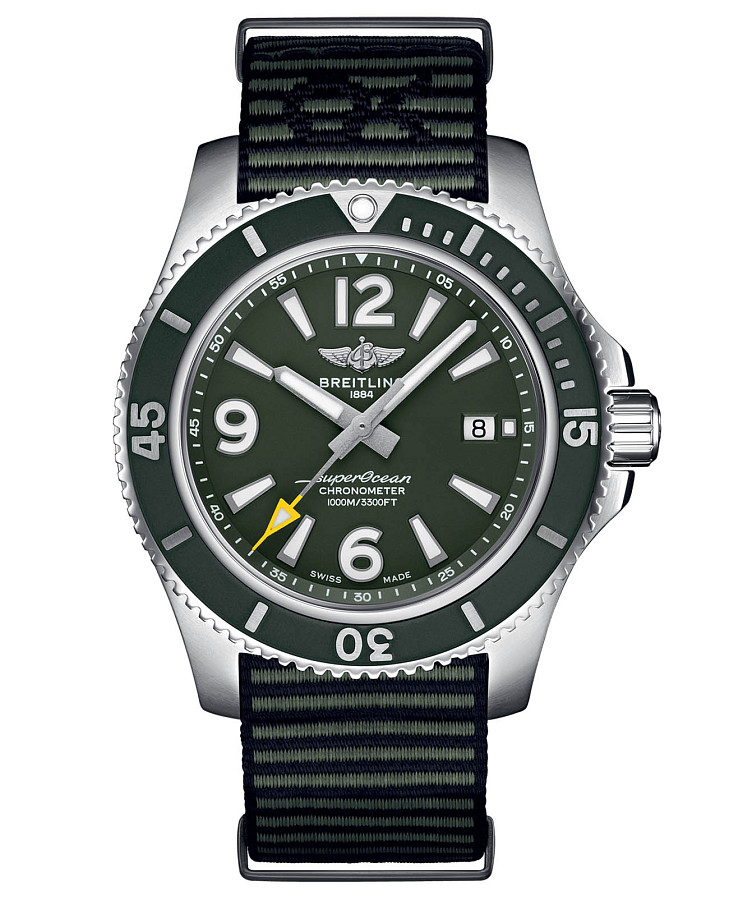 Часы Breitling Superocean Automatic 44 Outerknown A17367A11L1W1 — мужские, зеленый