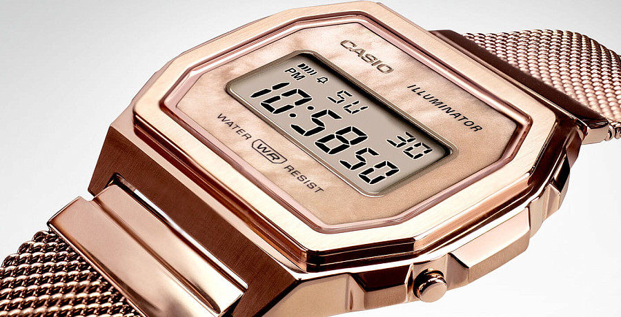 Часы Casio Collection A1000MPG-9 — мужские, сталь с ip покрытием
