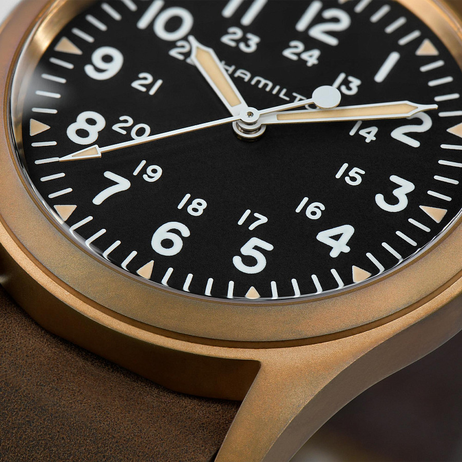 Часы Hamilton Khaki Field Mechanical Bronze H69459530 — механические, бронза титан