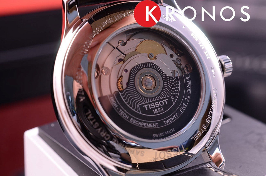 Часы Tissot Tradition Powermatic 80 Open Heart T063.907.16.058.00 — мужские, кожаный