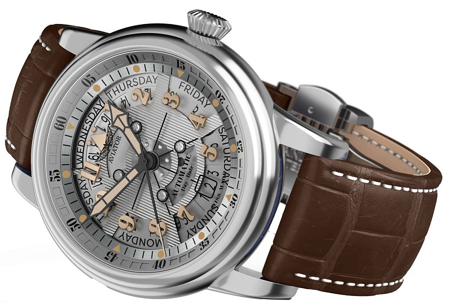 Часы Aviator Douglas Day-Date Meca-41 V.3.36.0.286.4 — механические, сталь металл