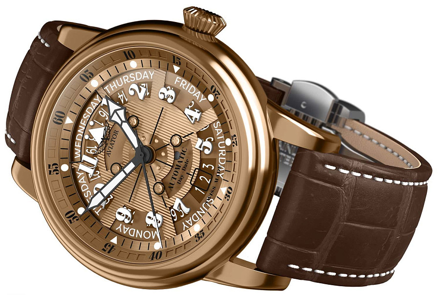Часы Aviator Douglas Day-Date Meca-41 V.3.36.8.290.4 — механические, металл сталь