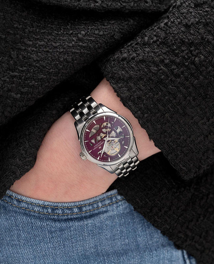 Часы Hamilton Jazzmaster Skeleton Lady Auto H32265101 — механические, сталь