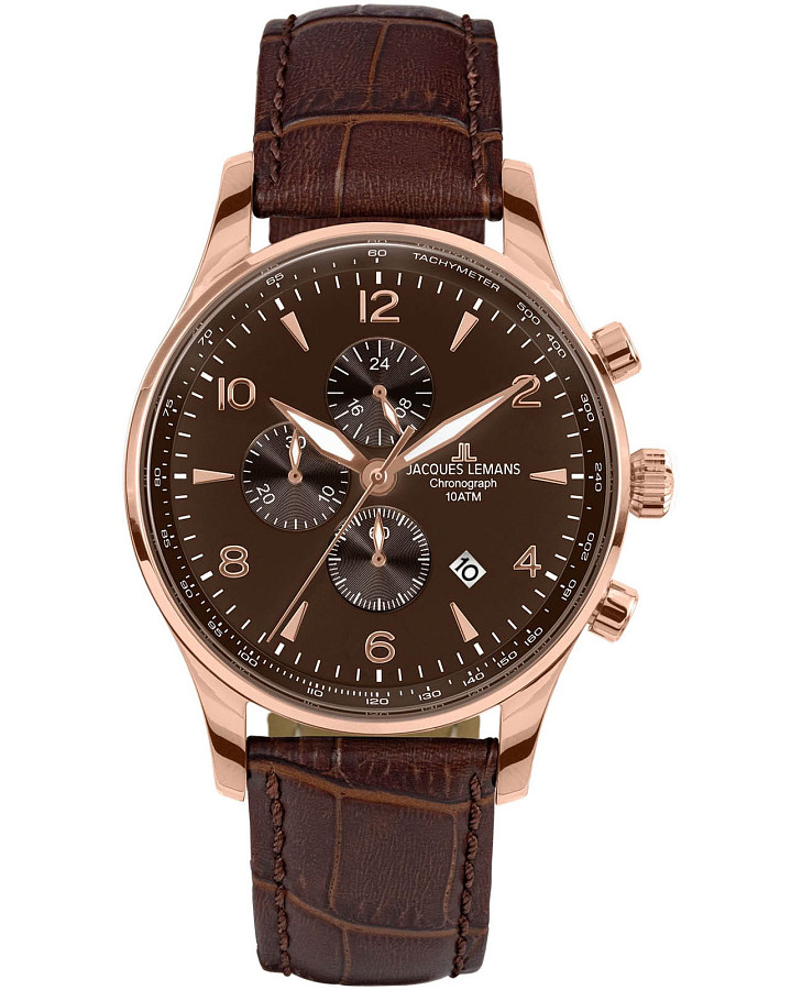 Часы Jacques Lemans London 1-1844ZQ — мужские, коричневый