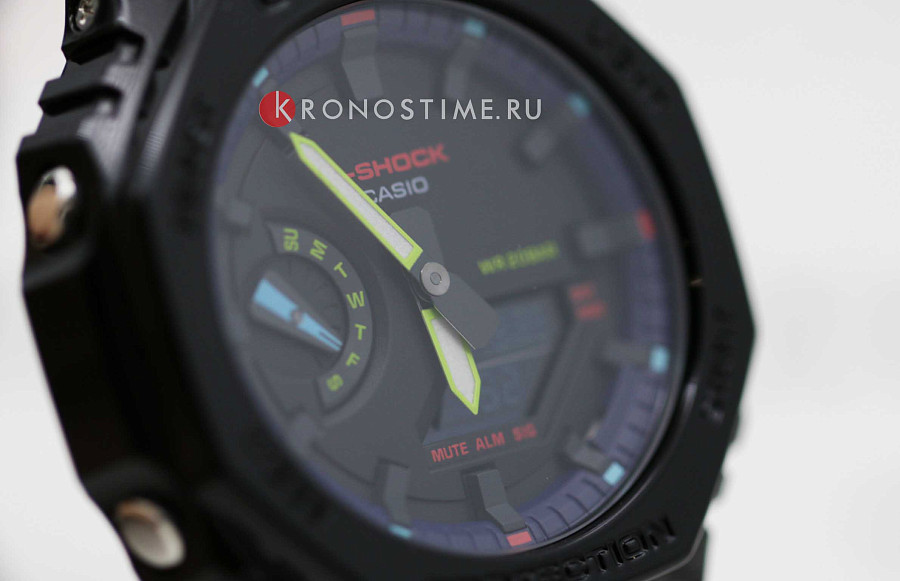Часы Casio G-Shock GA-2100RGB-1ADR (GA-2100RGB-1A) — пластик карбон, пластик
