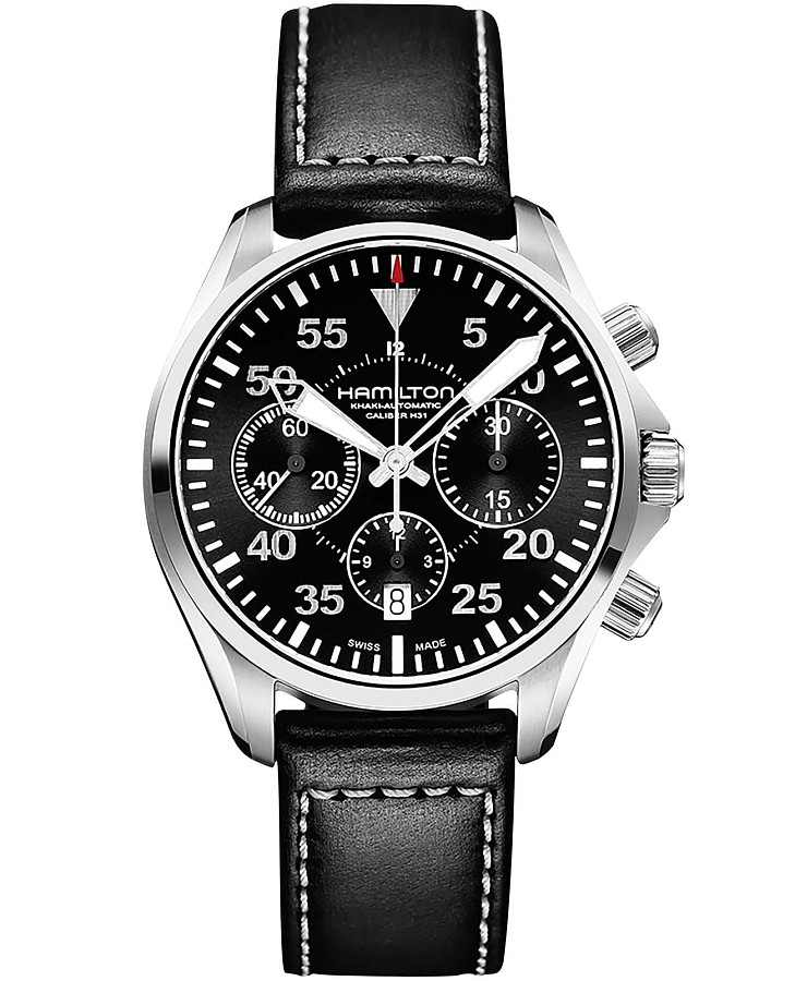 Часы Hamilton Khaki Aviation Pilot Pioneer Auto Chrono H64666735 — мужские, черный