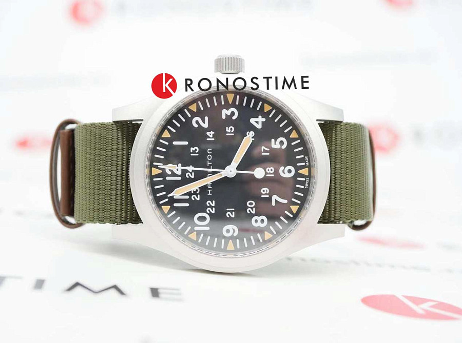 Часы Hamilton Khaki Field Mechanical 42mm H69529933 — механические, сталь металл