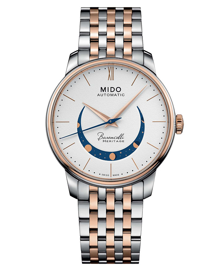 Часы Mido Baroncelli Smiling Moon Gent M027.407.22.010.01 — мужские, белый