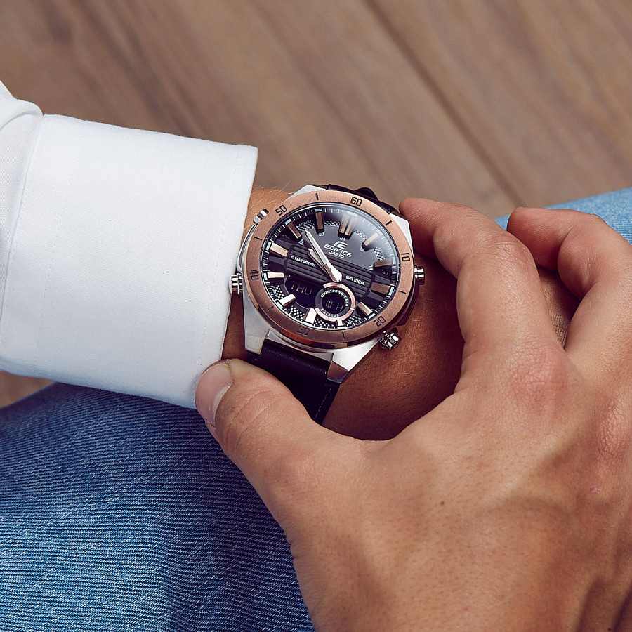 Часы Casio Edifice ERA-110GL-1A — мужские, кожаный