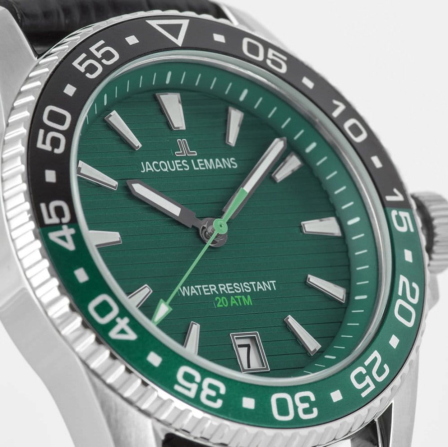Часы Jacques Lemans Liverpool Diver 1-2205C — кожа + силикон, мужские