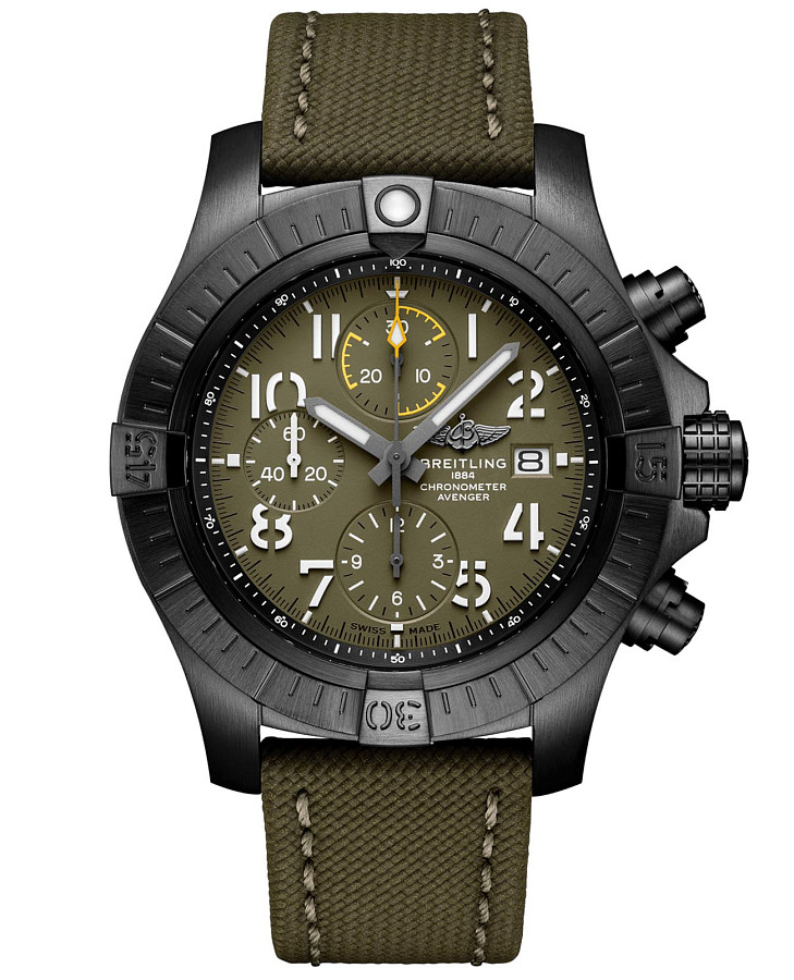Часы Breitling Avenger Chronograph 45 Night Mission V13317101L1X2 — мужские, зеленый