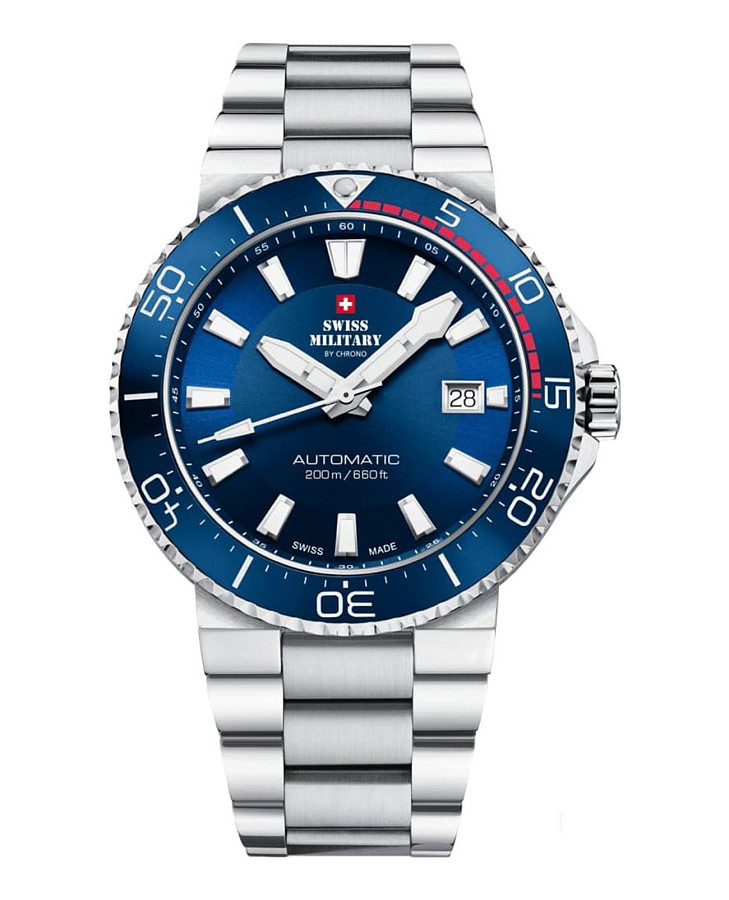 Часы Swiss Military by Chrono Automatic Dive SMA34086.02 — мужские, синий