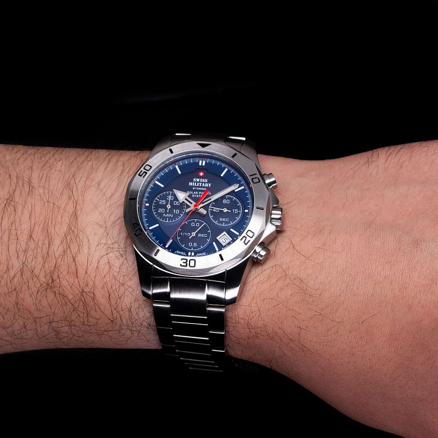 Часы Swiss Military by Chrono Solar Power SMS34072.02 — кварцевые, металл сталь