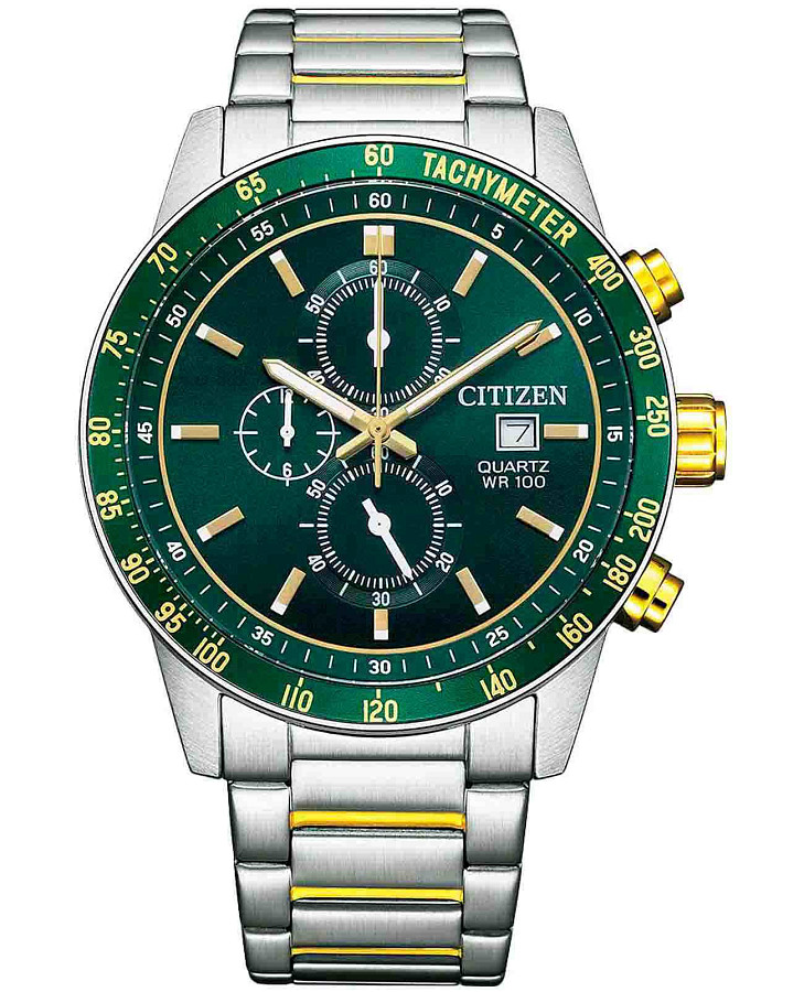 Часы Citizen Chronograph AN3689-55X — мужские, зеленый