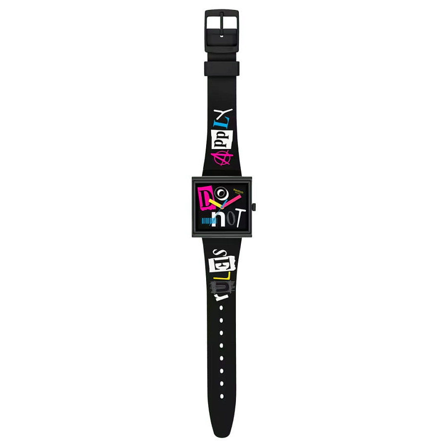 Часы Swatch Pierced Edge SO34B100 — силикон, мужские