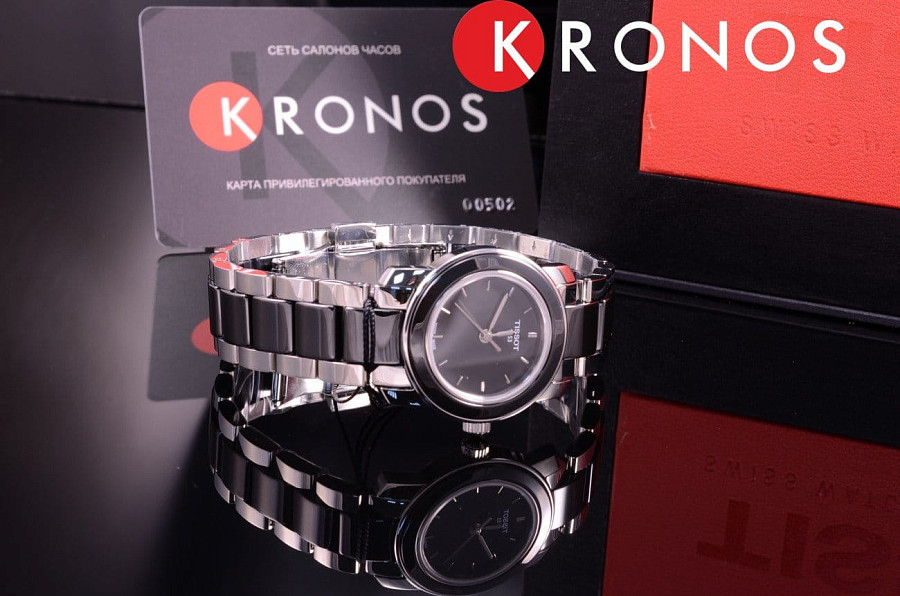 Часы Tissot Cera T064.210.22.051.00 — сталь + керамические вставки, женские