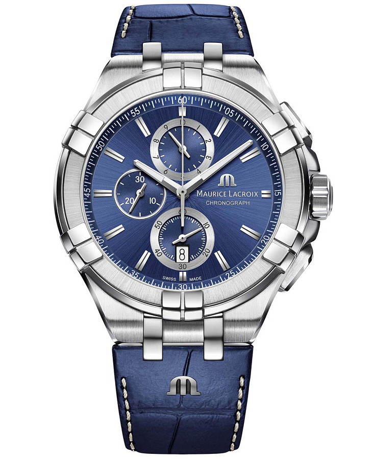 Часы Maurice Lacroix Aikon Chronograph AI1018-SS001-430-1 — мужские, синий