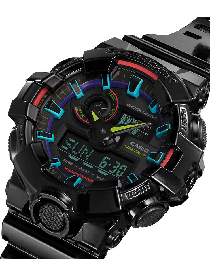 Часы Casio G-Shock GA-700RGB-1ADR (GA-700RGB-1a) — пластик, мужские