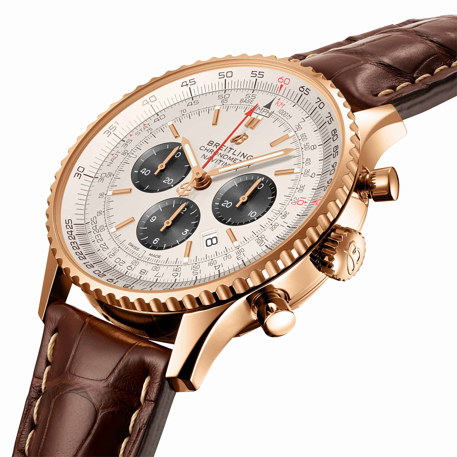Часы Breitling Navitimer B01 Chronograph 46 RB0127121G1P1 — механические, металл золото