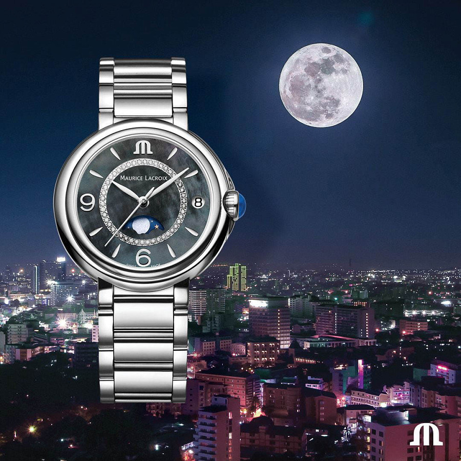 Часы Maurice Lacroix FIABA Moonphase 32 mm FA1084-SS002-370-1 — кварцевые, металл сталь