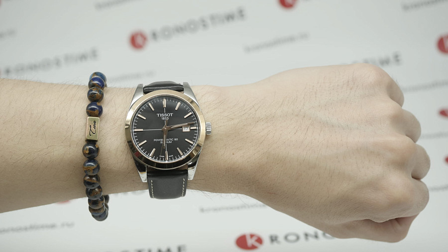 Часы Tissot Gentleman Powermatic 80 Silicium 18K Gold T927.407.46.051.00 — черный, сталь золото металл