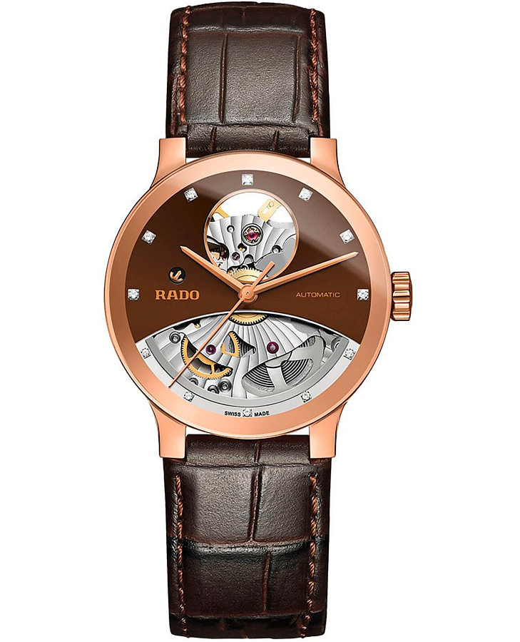 Часы Rado Centrix Automatic Diamonds Open Heart R30248715 — женские, коричневый