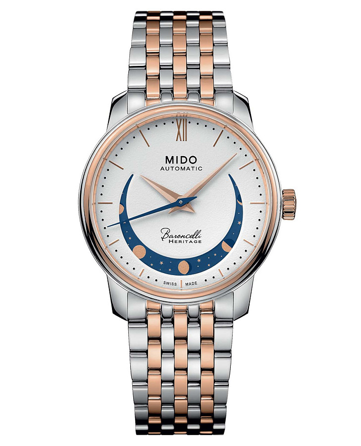 Часы Mido Baroncelli Smiling Moon Lady M027.207.22.010.01 — женские, белый