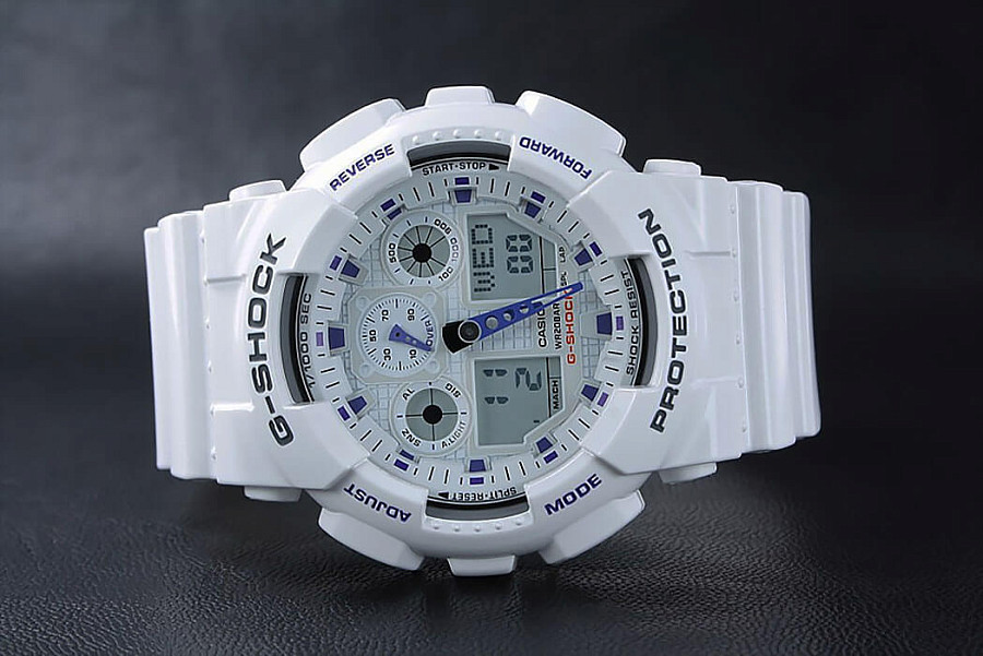 Часы Casio G-Shock GA-100A-7A — мужские, белый