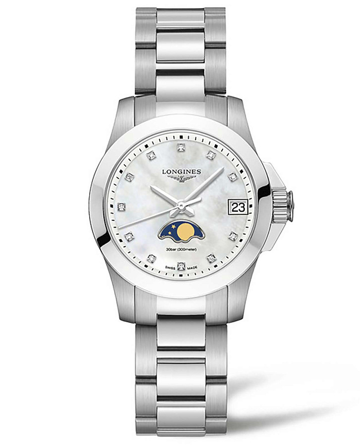 Часы Longines Conquest L3.380.4.87.6 — женские, белый