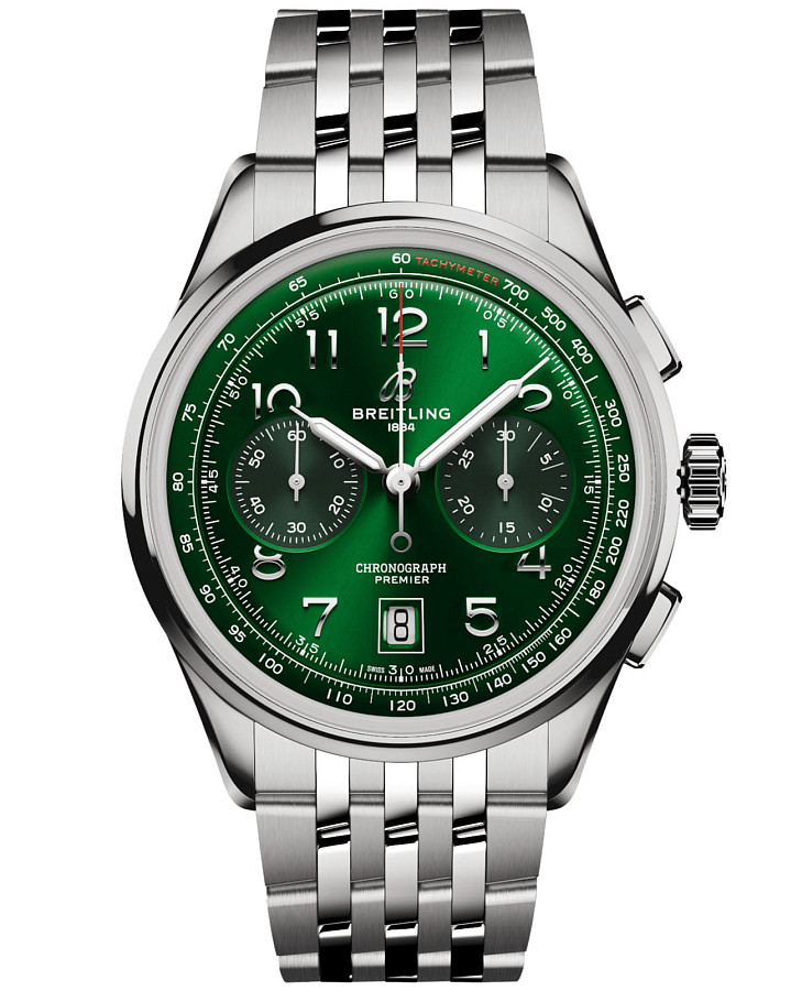 Часы Breitling Premier B01 Chronograph 42 AB0145371L1A1 — мужские, зеленый
